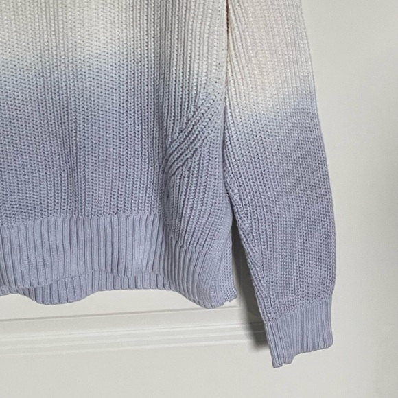 Ann Taylor dip dye ombré crewneck Sweater white blue 35811 - Picture 2 of 14
